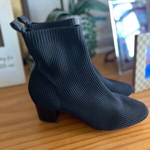 Joie Ribbed Black Ankle Booties